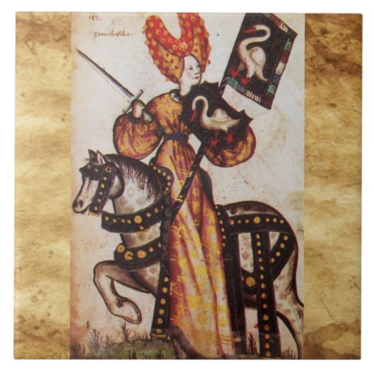 PRINCESS PENTHESILEA ALS MITTELALTERLICHE KNIGHT H FLIESE (Vorderseite)