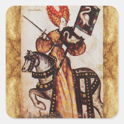 PRINCESS PENTHESILEA ALS MITTELALTERLICHE KNIGHT H QUADRATISCHER AUFKLEBER (Vorderseite)