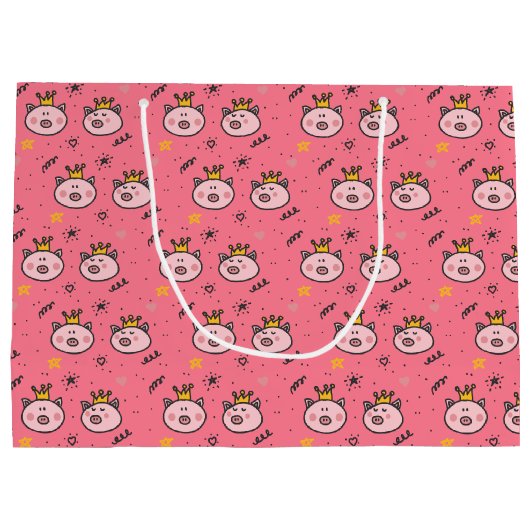 Princess Pig Pattern Große Geschenktüte (Rückseite)
