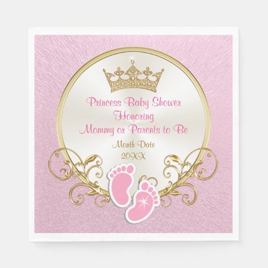 Princess Pink and Gold Baby Dusche Napkins Serviette (Vorderseite)