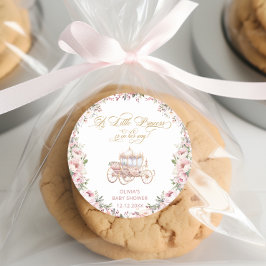 Princess Pink and Gold Baby Dusche Runder Aufkleber