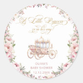 Princess Pink and Gold Baby Dusche Runder Aufkleber (Vorderseite)