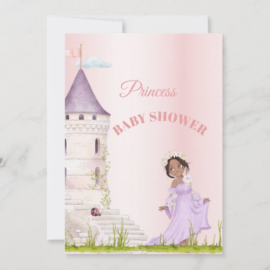 Princess Pink Baby Girl Dusche Einladung (Rückseite)