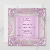 Princess Pink Baby Shower Girl Baby Tiara Damask Einladung (Rückseite)