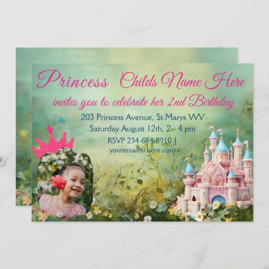 Princess Pink Birthday Burg Fairytale (Vorne/Hinten)