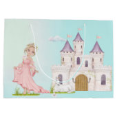 Princess Pink Blue Castle Niedliche Geburtstag Große Geschenktüte (Rückseite)