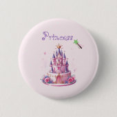 Princess Pink Castle Cake and Wand Button (Vorderseite)