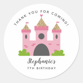 Princess Pink Castle Geburtstagsparty Runder Aufkleber