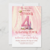 Princess Pink Castle Girl Einladung (Vorderseite)