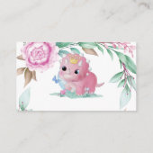 Princess Pink Dinosaur Diaper Raffle Baby Dusche Visitenkarte (Rückseite)
