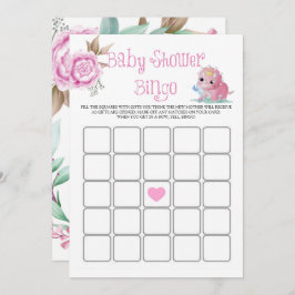 Princess Pink Dinosaur Peony Baby Dusche Bingo