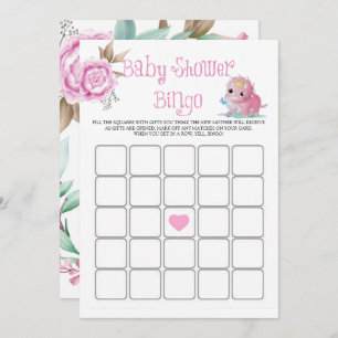Princess Pink Dinosaur Peony Baby Dusche Bingo