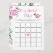 Princess Pink Dinosaur Peony Baby Dusche Bingo (Vorne/Hinten)