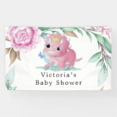 Princess Pink Dinosaur Peony Baby Showbanner Banner (Horizontal)