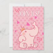 Princess Pink Elephant 1. Geburtstag Party Custom Einladung (Rückseite)