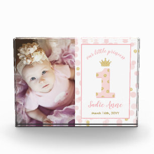 Princess Pink First Birthday Keepake Fotoblock