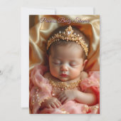 Princess Pink Girl Baby Dusche Gold Jewel Tiara Einladung (Vorderseite)
