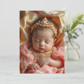 Princess Pink Girl Baby Dusche Gold Jewel Tiara Einladung (Stehend Vorderseite)