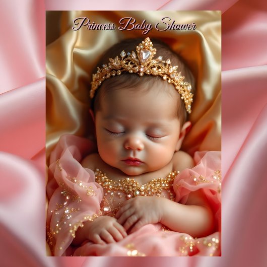 Princess Pink Girl Baby Dusche Gold Jewel Tiara Einladung