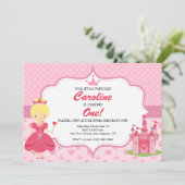 Princess Pink Girl Geburtstagsparty Einladung (Stehend Vorderseite)