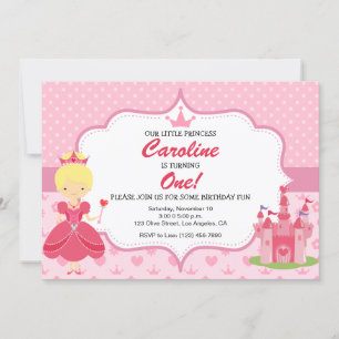 Princess Pink Girl Geburtstagsparty Einladung