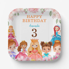 Princess Pink Girls Geburtstag 3. Party Papierplat Pappteller