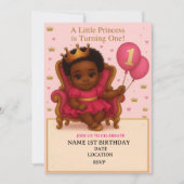 Princess Pink & Gold 1st Birthday Invitation (Vorderseite)