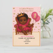 Princess Pink & Gold 1st Birthday Invitation (Stehend Vorderseite)