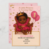 Princess Pink & Gold 1st Birthday Invitation (Vorne/Hinten)