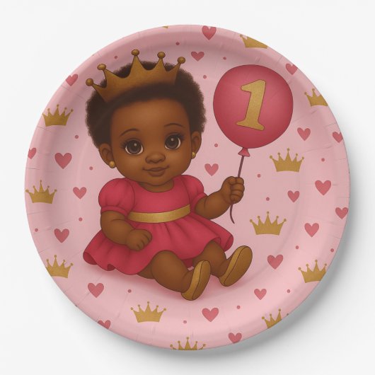 Princess Pink & Gold Baby Girl Birthday Pappteller (Vorderseite)