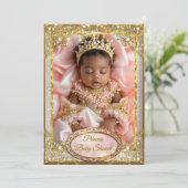 Princess Pink Gold Baby Girl Dusche Ethnische Perl Einladung (Stehend Vorderseite)