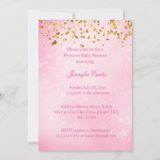 Princess Pink Gold Butterfly Baby Dusche Ethnisch Einladung (Rückseite)