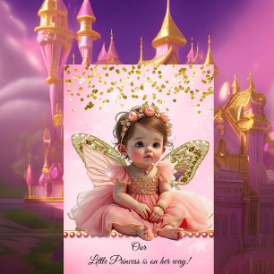 Princess Pink Gold Butterfly niedlich Baby Dusche Einladung