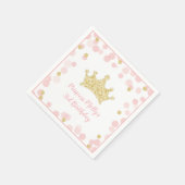 Princess Pink Gold Glitzer Crown Birthday Serviette (Ecke)