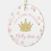 Princess Pink Gold Glitzer Crown Confetti Dots Keramik Ornament (Links)