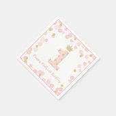 Princess Pink Gold Glitzer Crown Erster Geburtstag Serviette (Ecke)
