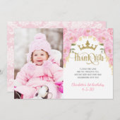 Princess Pink Gold Glitzer Floral Vielen Dank Kart Dankeskarte (Vorne/Hinten)