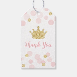 Princess Pink Gold Glitzer Geburtstag Vielen Dank Geschenkanhänger