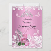 Princess Pink High Heel Rose Lace Birthday Party Einladung (Vorderseite)