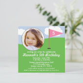 Princess Pink Hole in einem Foto Mini Golf Party Einladung (Stehend Vorderseite)