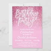 Princess Pink Imitats Glitzer Ombre Birthday Einladung (Vorderseite)