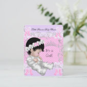 Princess Pink Lila Gray Baby Shower Niedlich Girl Einladung (Stehend Vorderseite)