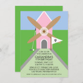 Princess Pink Miniatur Golf Windmill Geburtstag Einladung (Vorne/Hinten)