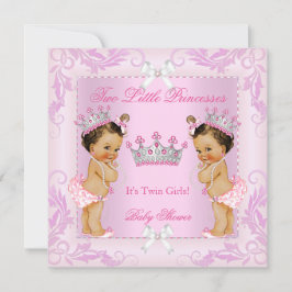 Princess Pink Pearls Twin Baby Dusche Tiara BR Einladung