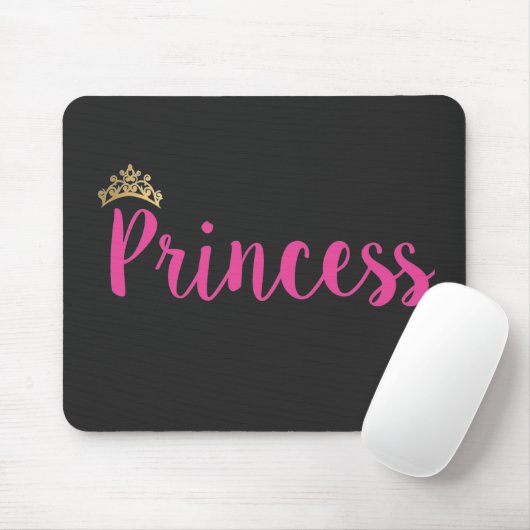 Princess Pink Script Schriftart Crown Mousepad (Mit Mouse)