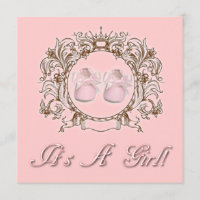 Princess Pink Shoes Girl Baby Dusche Einladung
