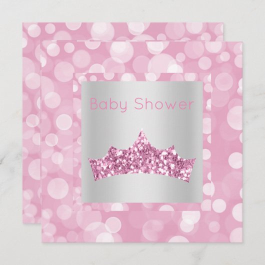 Princess Pink Silver Blase Babydusche Einladung (Vorne/Hinten)