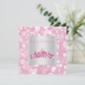 Princess Pink Silver Blase Babydusche Einladung (Stehend Vorderseite)