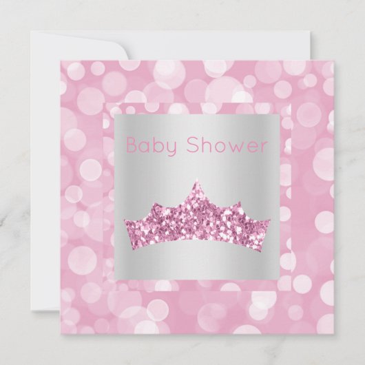 Princess Pink Silver Blase Babydusche Einladung (Vorderseite)