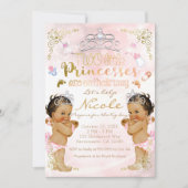 Princess Pink Sparkle Twin Girls Babydusche Einladung (Vorderseite)